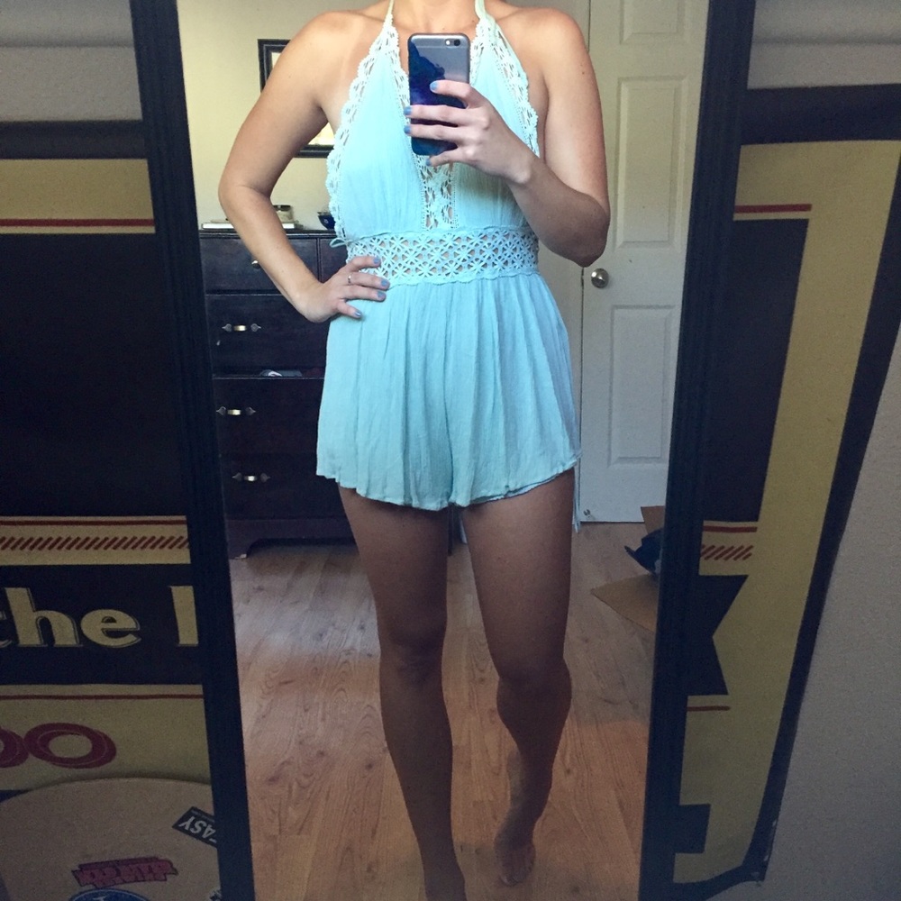 Teal Haltered Romper